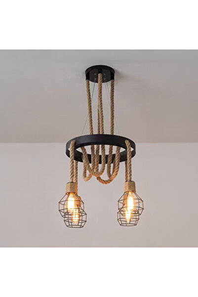 Alista Home Chandelier Wheel LV 580/4 BK, 4×E27, Brown, Metal and Rope