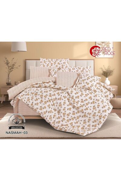 Red Rose مفرش الصيف الفاخر نسمه قطن 100×100 نفرين 8 قطع