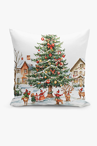 Filamente Double-Sided Digital Print Throw Pillow Cover New Year / Winter Landscape / Christmas Patterned