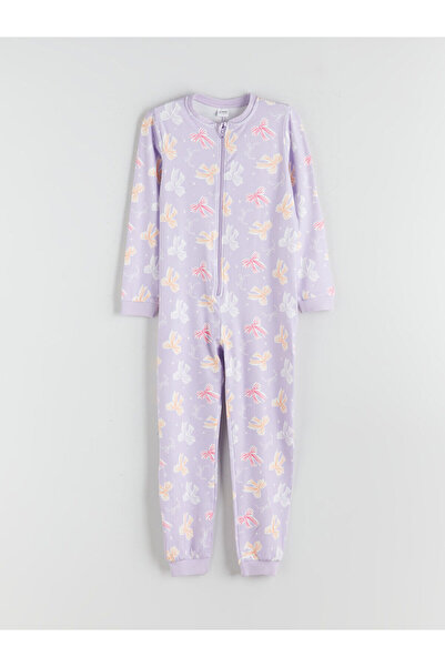 LC Waikiki Lcw Kids Lilac Interlock Printed Girls' Sleeping Bag with Nevavm D...