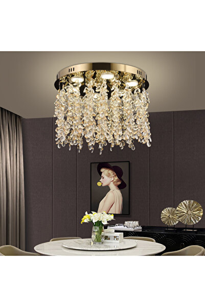 Alista Home LED Crystal Chandelier LLC 213/550 GD Round, 30W, Warm/Neutral/Cool Light, Crystals, Glossy Gold
