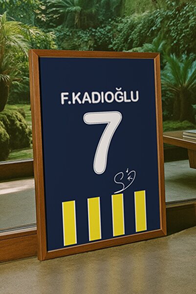 Base Concept Ferdi Kadıoğlu 7 Sarı Lacivert İmzalı Forma Poster Tablo (Çerçev...