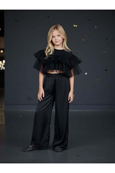 Zekids Παντελόνι για κορίτσια με σχέδιο σιφόν μονόχρωμο