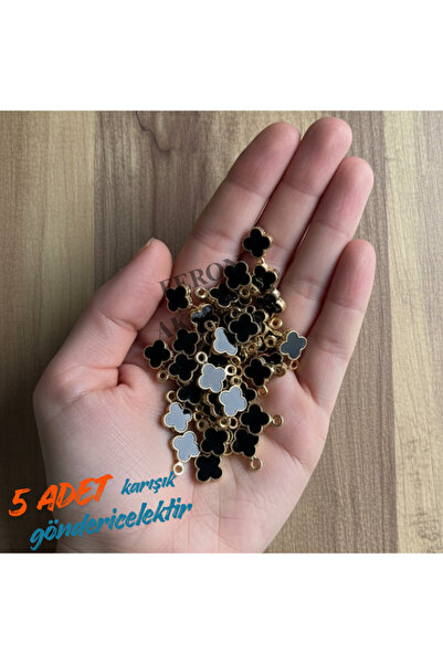 Feron Aksesuar Yonca Kolye Ucu Charm – Altın Renk Metal- Şans Takı Yapımı – ( 5 Adet )