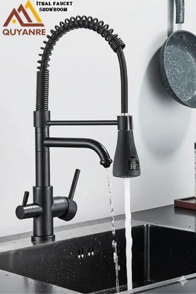 OEM Mutfak Evye Bataryası Dual Flow Su Arıtma Çıkışlı Spiralli Dijital Led Fi...