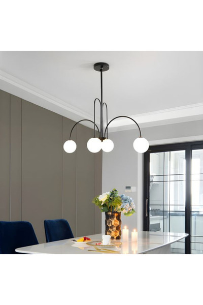 Alista Home Torino Lampshade Chandelier, 4 x E14, Black, Metal