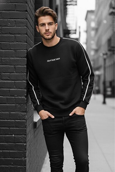 Oksit Dont Look Slim Fit Three Thread Sh Fleece-Lined Crew Neck Men's Sweatshirt