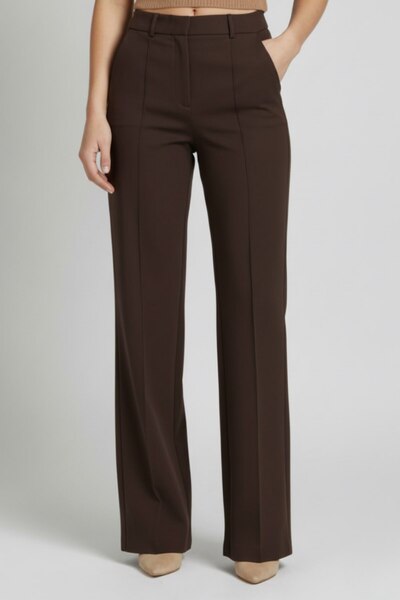 Ulino Yüksek Bel Nervür Dikişi Kumaş Pantolon