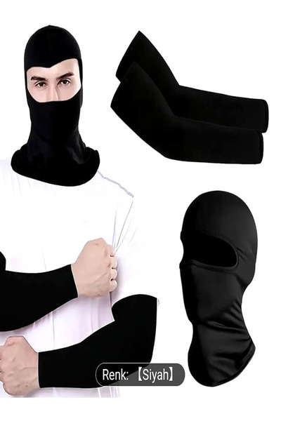 MOONS COSMETIC 1 adet spor elastik balaclava kar maskesi ve 2 adet kol bandı ...