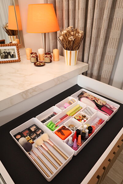 color house مجموعة من 10 منظمات أدراج قابلة للتركيب لتنظيم أدوات التجميل والمجوهرات (بلاستيك صلب)