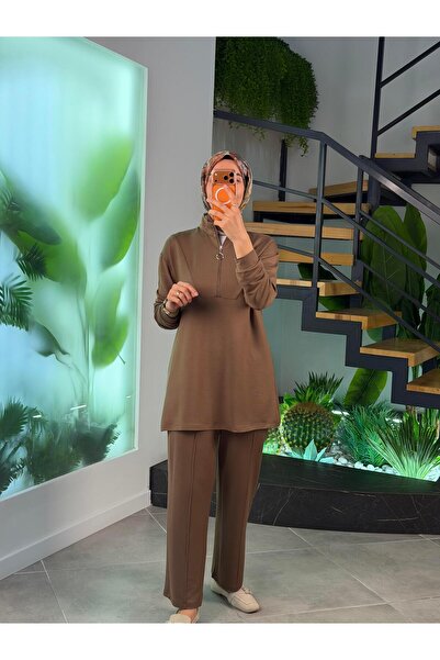 BÜRDE طقم نصف سحاب بلون الموكا