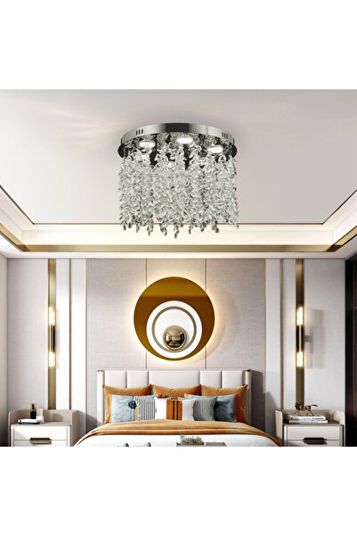 Alista Home Candelabru LED de cristal LLC 210/400 CH, Rotund, 22W, Rece/Neutru/Cald, Cristal, Crom lucios