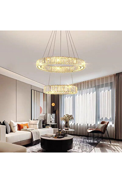 Alista Home LED Chandelier LLC 130/2 CH - Crystal & Metal, 62 W, 2 Rings, Dim...