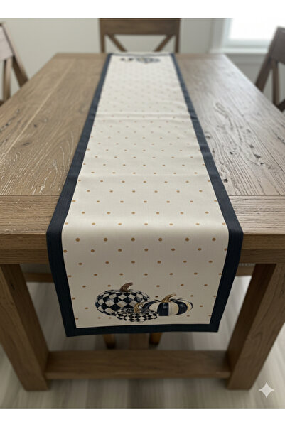 Mavi Masal Eskitme Balkabağı Desen Runner 36x110 cm