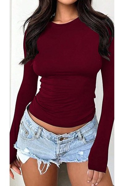 MODAMİNEM Burgundy Chic pentru femei tricou