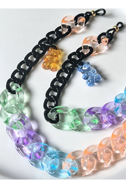 THİNBLACK Glasses Chain – Yavruağzı Acrylic & Black Aluminum, Teddy Bear Char...