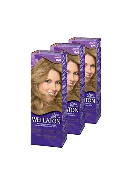 Wella Set cadou Wellaton: 3 x Vopsea de păr permanentă 8/0 Blond deschis