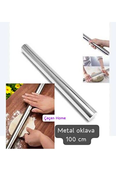 ÇEÇEN HOME 2 Adet 100CM Alüminyum Paslanmaz Metal Oklava Seti Hamur Açma Okla...