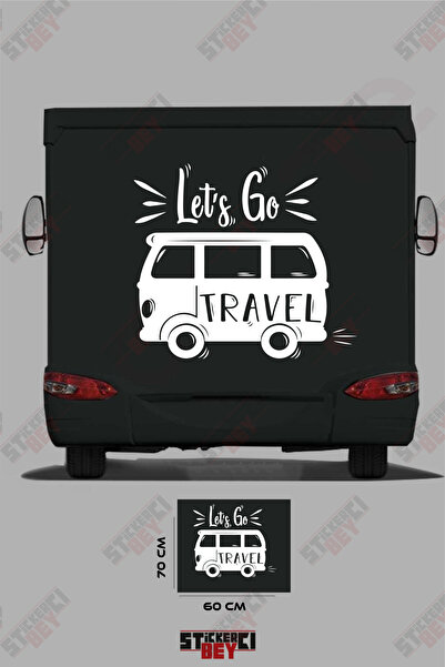 STİCKERCI BEY ملصق كرفان مكتوب عليه 'Let's Go Travel' مع صورة كرفان