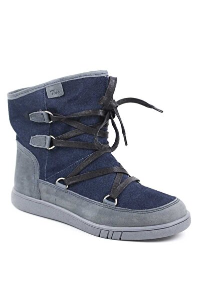 tino ​Women's fur-lined boots, made of genuine leather, with laces 4043-BLEUM...