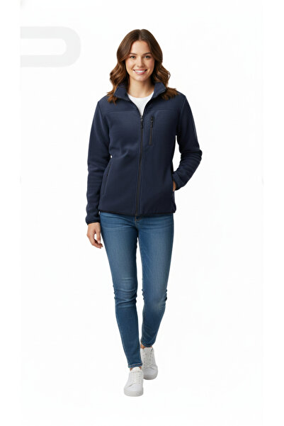 PROWESS Kadın Unisex Lacivert Tam Fermuarlı 280 gr 3 Cepli Polar Outdoor Ceket
