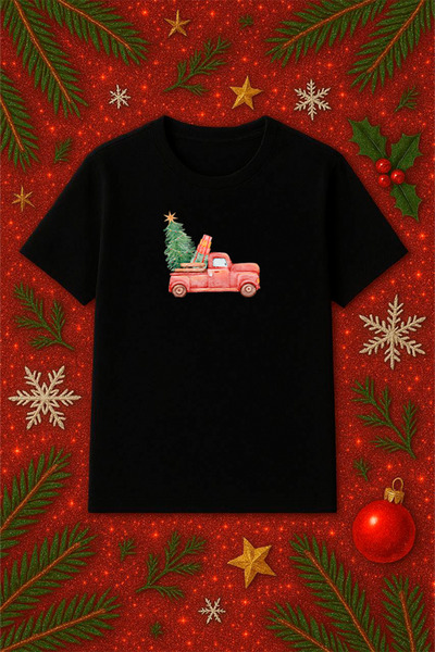 SVART WEAR تي شيرت قصة فضفاضة بطابع السنة الجديدة تي شيرت عيد الميلاد