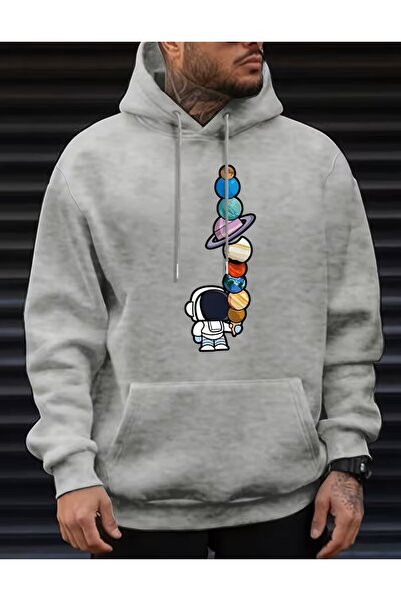 LELVANİ سويت شيرت مطبوع عليه رسومات رائد الفضاء والكوكب للجنسين