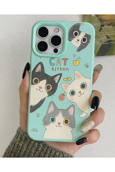 FİŞNEİLETİŞİM غطاء هاتف بنمط القطط متوافق مع آيفون 16 برو ماكس