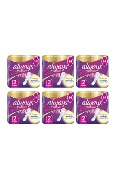 Always Platinum pads - Set of 6 x 14 pcs, super absorbency