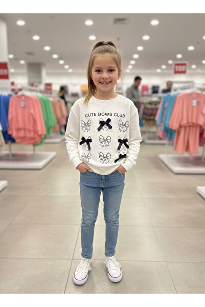 inebolu kids سويت شيرت بفيونكة وشريط للفتيات