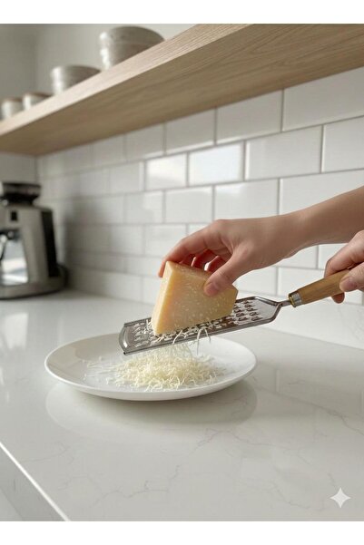 zelali BAMBU SAPLI PASLANMAZ ÇELİK GÖVDELİ BÜYÜK GÖZLÜ SEBZE & PEYNİR RENDESİ