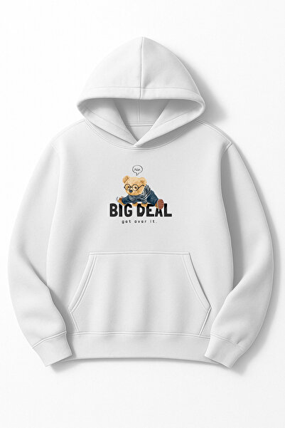 Altair Tr قصة فضفاضة سويت شيرت للجنسين Big Deal Teddy Bear مطبوع بغطاء رأس