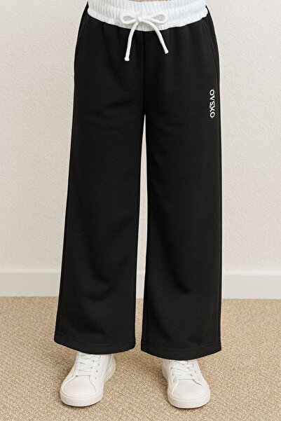 NOBLEKIDS Boru Paça Black Sweatpants – Double Face Fabric, Girls, 13–16 Years...
