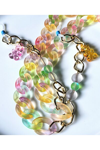 THİNBLACK سلسلة نظارات – أكريليك مرمري وألومنيوم ذهبي اللون، تعليقة دمية دب، ...