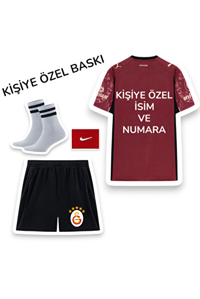 Quaxram KİŞİYE ÖZEL . .gâlâtâsârây. 25/26 SEZON ÇOÇUK FUTBOL FORMASI MOR 4LÜ SET