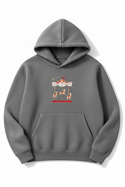 Altair Tr قصة فضفاضة سويت شيرت للجنسين Merry Christmas مطبوع بغطاء رأس