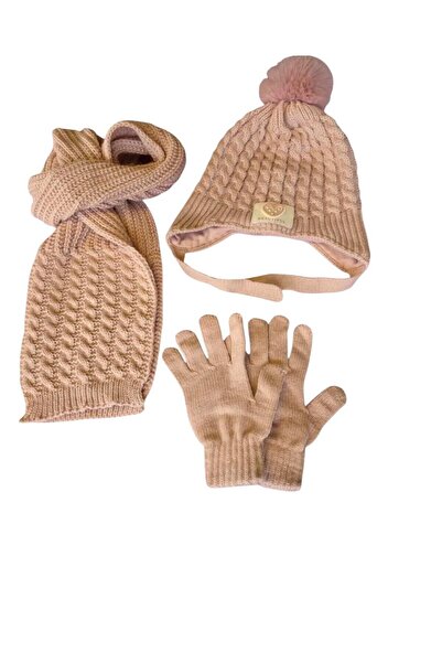 Kitti 4-8 Years Old Girl's Scarf, Beanie, Gloves, Fleece Inside, 3-Piece Set 25170-02