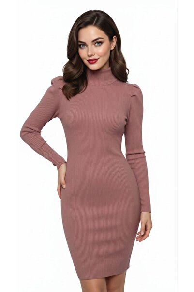 Modafeminen tricotaj cu striații Rochie 581289 GÜLKURUSU