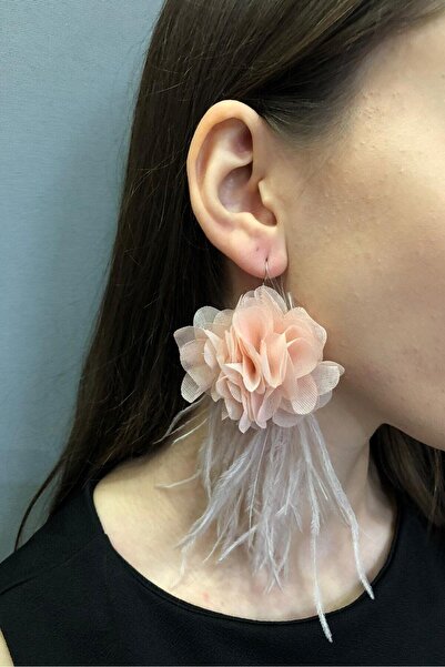 Limelia Powder Floral Feather Earrings