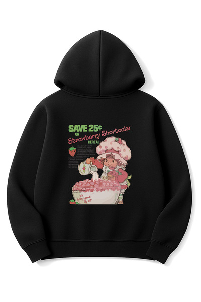 Altair Tr قصة فضفاضة سترة للجنسين باللون الفراولة مطبوع بغطاء رأس