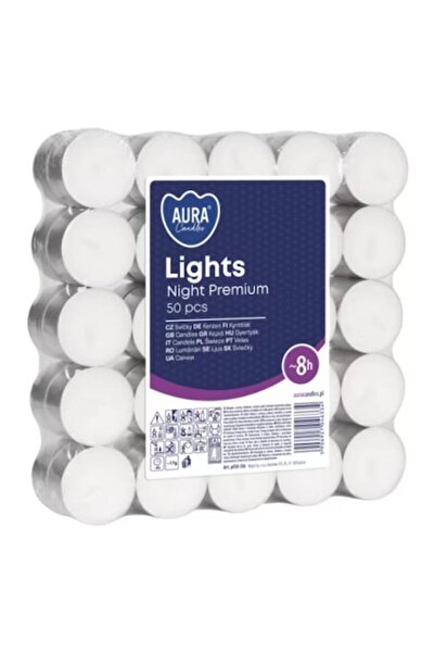AURA Tealight candle set, Bispol, 8 h burn time, 50 pcs