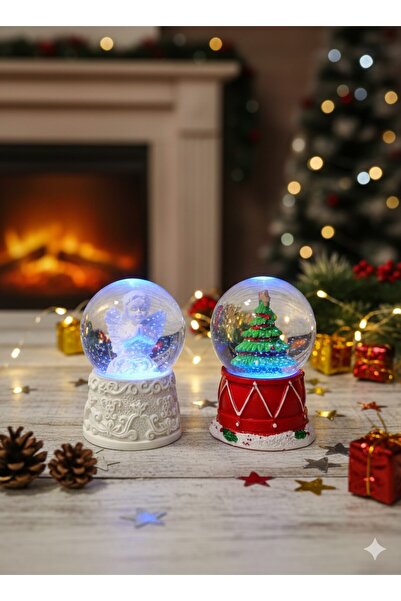 Lexi Bella Yılbaşı Ev Dekorasyonu YeniYıl 2'li Set Işıklı Melek Kar Küresi Ye...