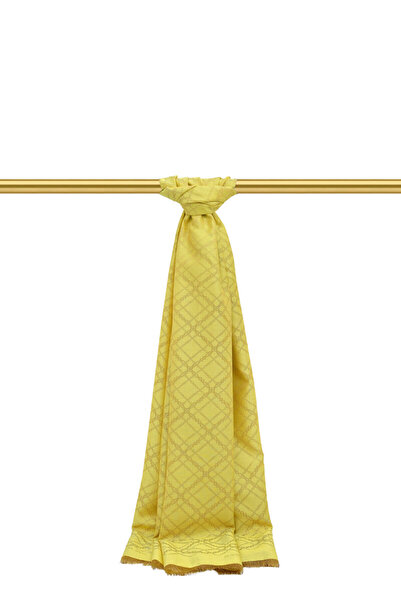 Bursa İpek Şal din mătase jacquard cu model de lanţ verde acid