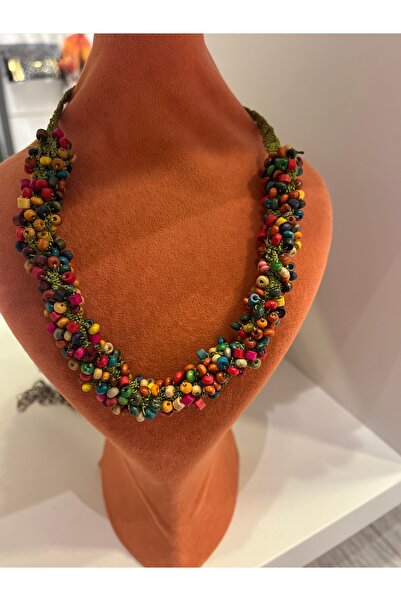 gozdeasutayaccessory Twisted Colorful Design Necklace with Tie at the Back