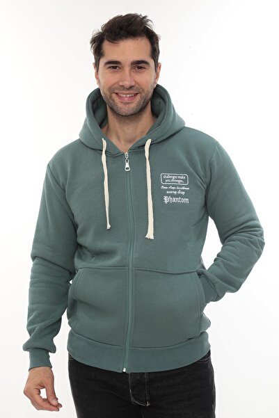 VAJESTO Hanorac pentru bărbați din bumbac K cu glugă cu fermoar complet și fl...