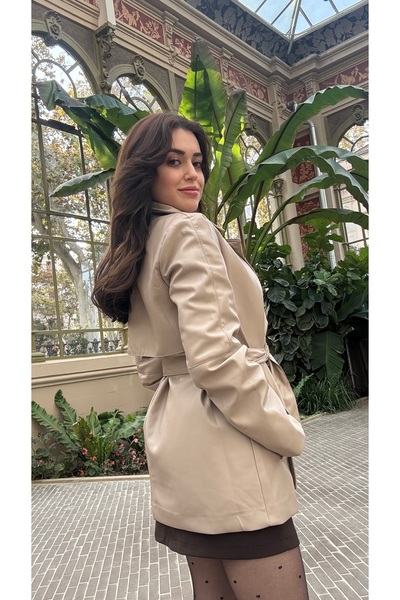 Gianora Studio VİZON DERİ TRENÇKOT