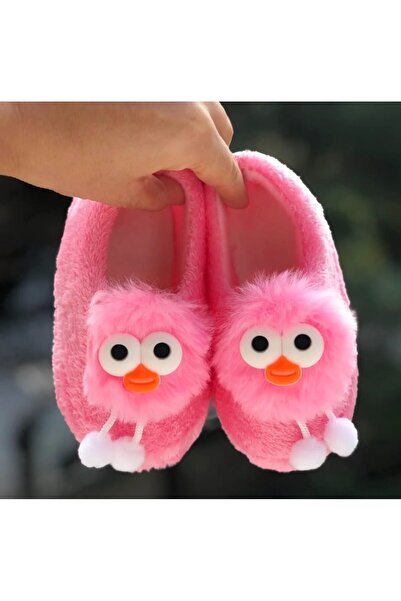 Pandalina Kız Çocuk Babet Panduf Sevimli Surat Figürlü Panduf Kaydırmaz Taban...