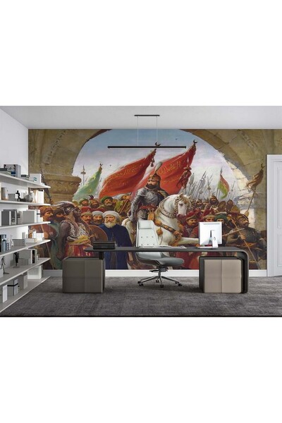 DECOMALL H-6 Fatih Sultan Mehmet İstanbul’un Fethi Duvar Kağıdı Osmanlı Temalı Kendinden Yapışkanlı Poster