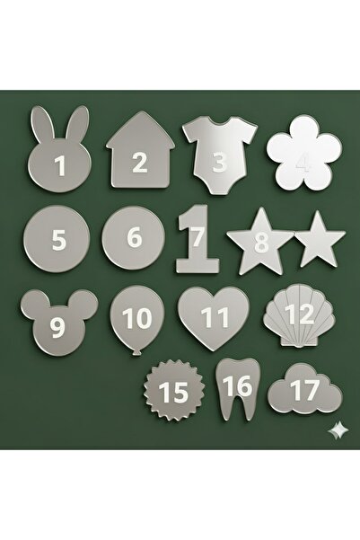 kesita TASARIM (10 ADET 7 cm) 1mm Gümüş Yapışkanlı Aynalı Pleksi Duvar Süslem...