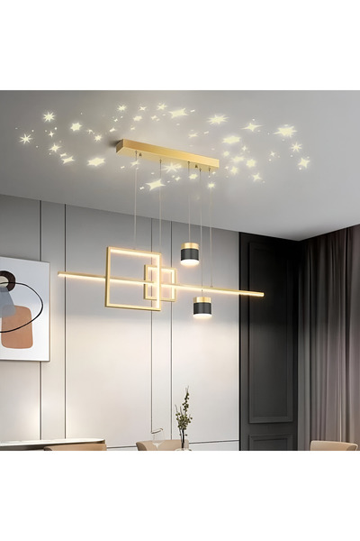 Alista Home DENISSE LED pendant chandelier with remote, 81 W, cool/warm/neutral, dimmable, gold, adjustable heig